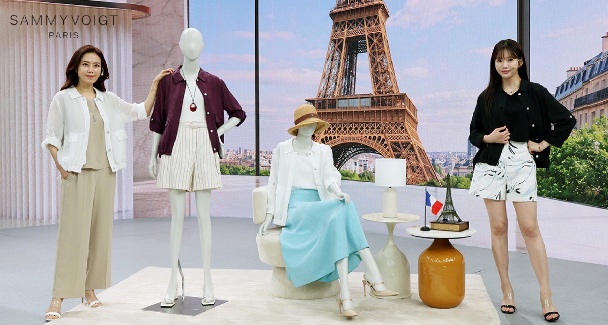Sammy Voigt Paris SS26 collection presentation on tv broadcast show from KT Alpha Homeshopping