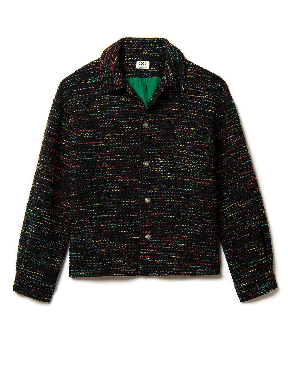 multicolored jacket in tweed with green silk lining